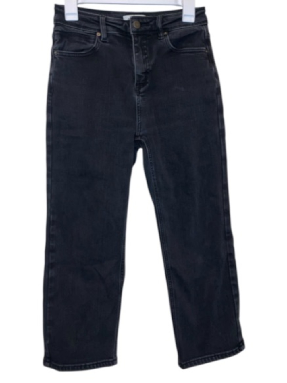 OLEANA Women’s Black Cropped Straight Leg Denim Jean